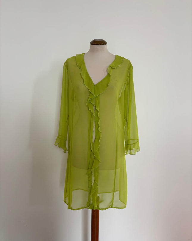 Spolverino Lungo Donna in Georgette Verde Mela – Art. C52 | Taglia L