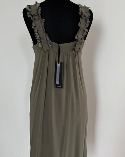 Abito in Maglina Modello Sottana – Art. 1110250 | Bretelle con Pizzo | Colore Fango | Tg. M