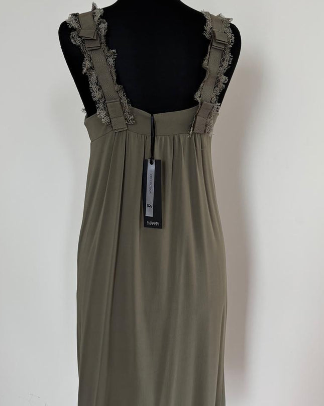 Abito in Maglina Modello Sottana – Art. 1110250 | Bretelle con Pizzo | Colore Fango | Tg. M