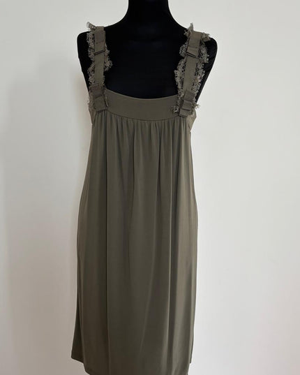Abito in Maglina Modello Sottana – Art. 1110250 | Bretelle con Pizzo | Colore Fango | Tg. M