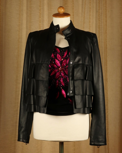Leather Lab. , Giacca in Pelle con Balze, Taglia M