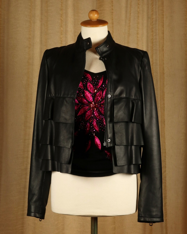 Leather Lab. , Giacca in Pelle con Balze, Taglia M