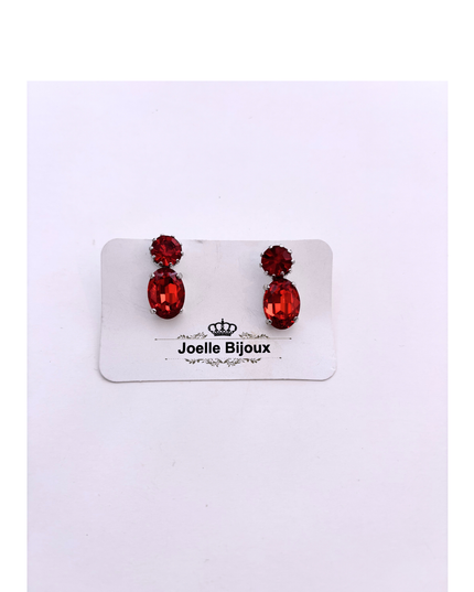 Joelle Bijoux, Orecchini Pendenti in Cristallo Rosso Rubino