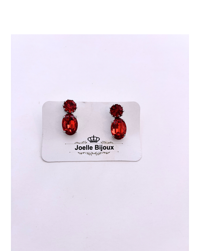 Joelle Bijoux, Orecchini Pendenti in Cristallo Rosso Rubino
