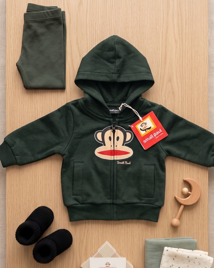 Felpa con Cappuccio Neonato Paul Frank con Stampa Logo – Verde e Blu