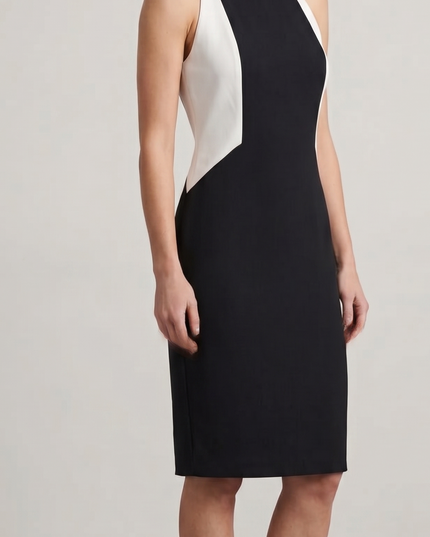 Tubino Donna Bianco e Nero Piquet di Cotone Mod. 750 – Aderente Midi Tg. 42