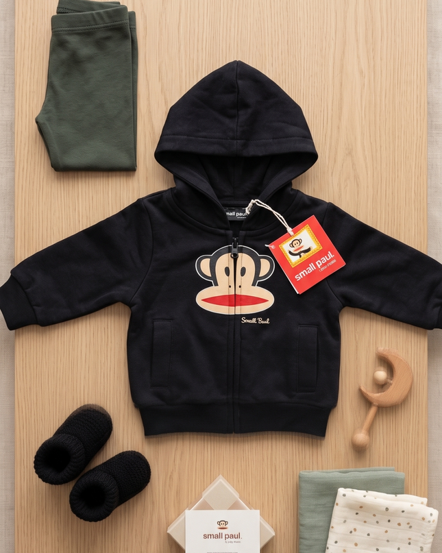 Felpa con Cappuccio Neonato Paul Frank con Stampa Logo – Verde e Blu