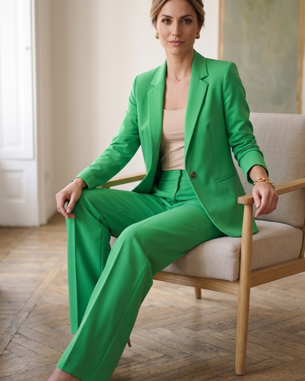 Tailleur Donna Verde – Giacca Sfoderata e Pantalone Dritto