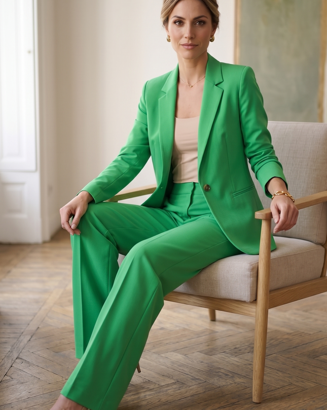 Tailleur Donna Verde – Giacca Sfoderata e Pantalone Dritto