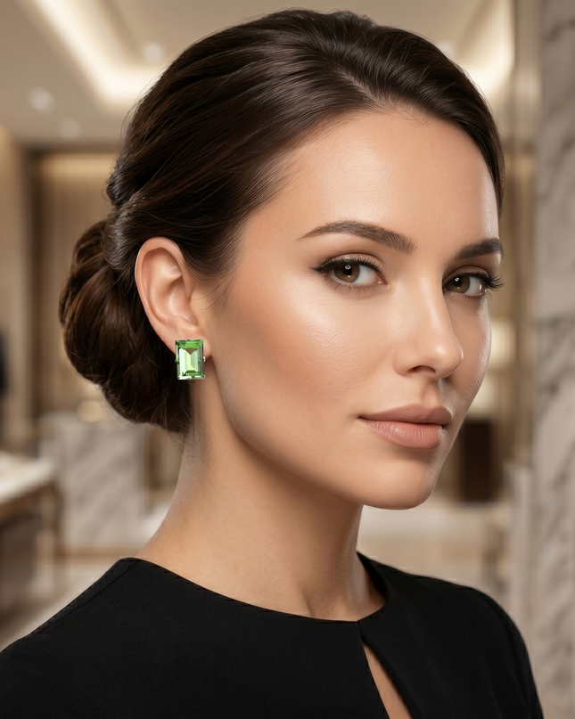 Joelle Bijoux, Orecchini Cristallo Verde Acqua