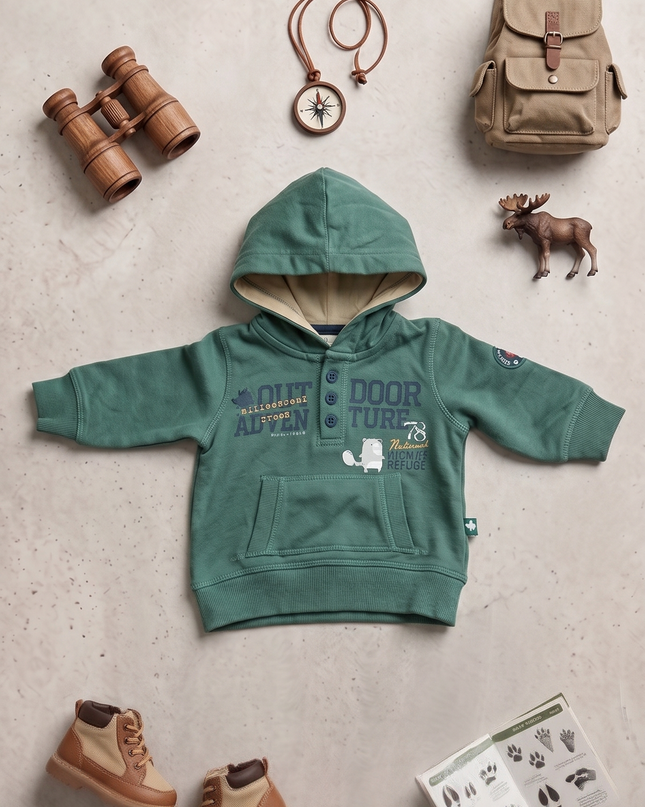 Felpa Neonato con Cappuccio e Tasche Marsupio – Art. 95862X