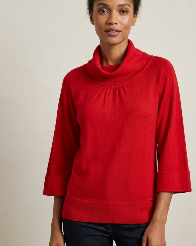 Maglia Donna Viriato Rossa – Fine Merinos Modello Ampio Made in Italy