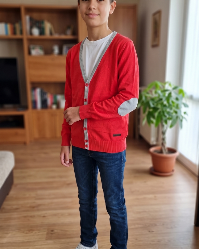 Pull-Over, Cardigan Ragazzo rosso e Grigio