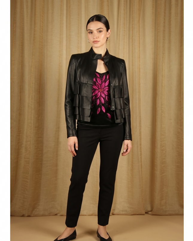 Leather Lab. , Giacca in Pelle con Balze, Taglia M
