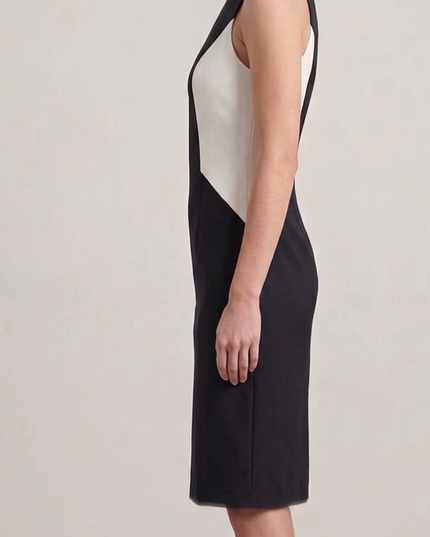 Tubino Donna Bianco e Nero Piquet di Cotone Mod. 750 – Aderente Midi Tg. 42