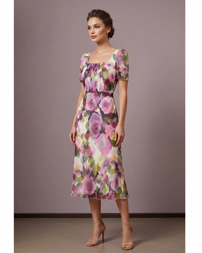 PegModa Vestito Donna Corto, Abito Midi, Multicolor, Taglia Unica 46