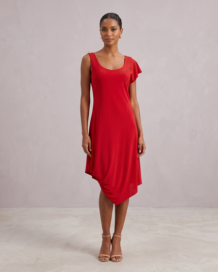 Eleonora Amadei, Abito Corto Trapezio, Rosso , Taglia 48