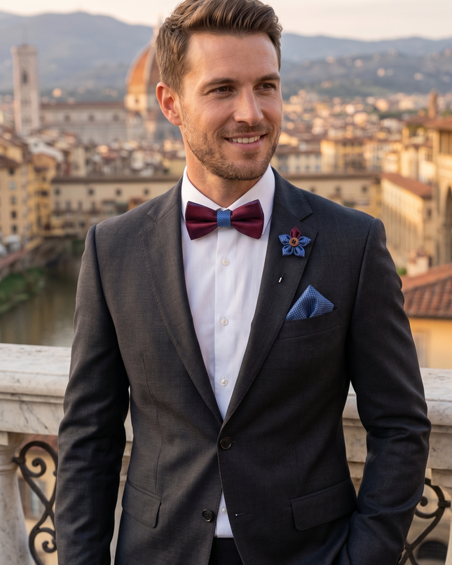 Trittico Uomo Papillon + Pochette + Spilla Bavero – Art. 0126P