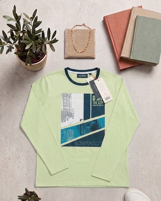 T-shirt Ragazzo Manica Lunga — Verde Mela