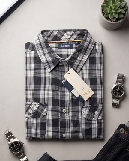 Camicia Ragazzo Blu Seven Art. 72X – Quadri Manica Lunga