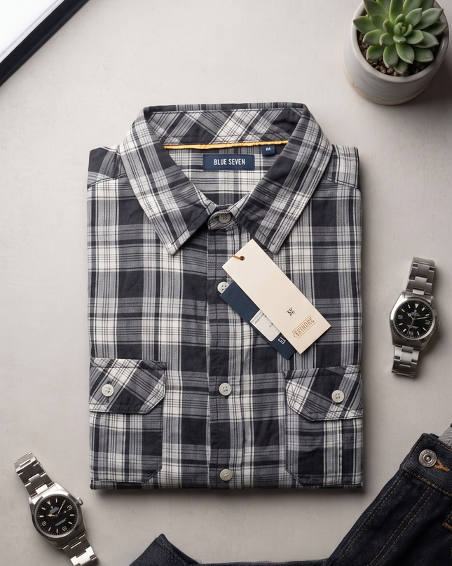 Camicia Ragazzo Blu Seven Art. 72X – Quadri Manica Lunga