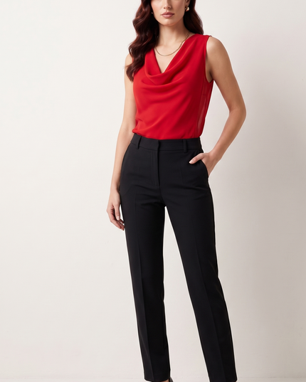 Sottogiacca Donna in Crepe Rosso – Scollo ad Anello | Made in Italy