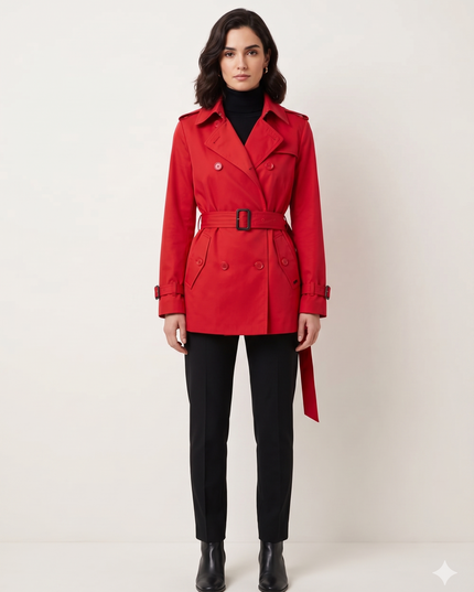 Impermeabile Donna ESKEY Rosso Doppio Petto – Art. 0375 | Taglia XXL