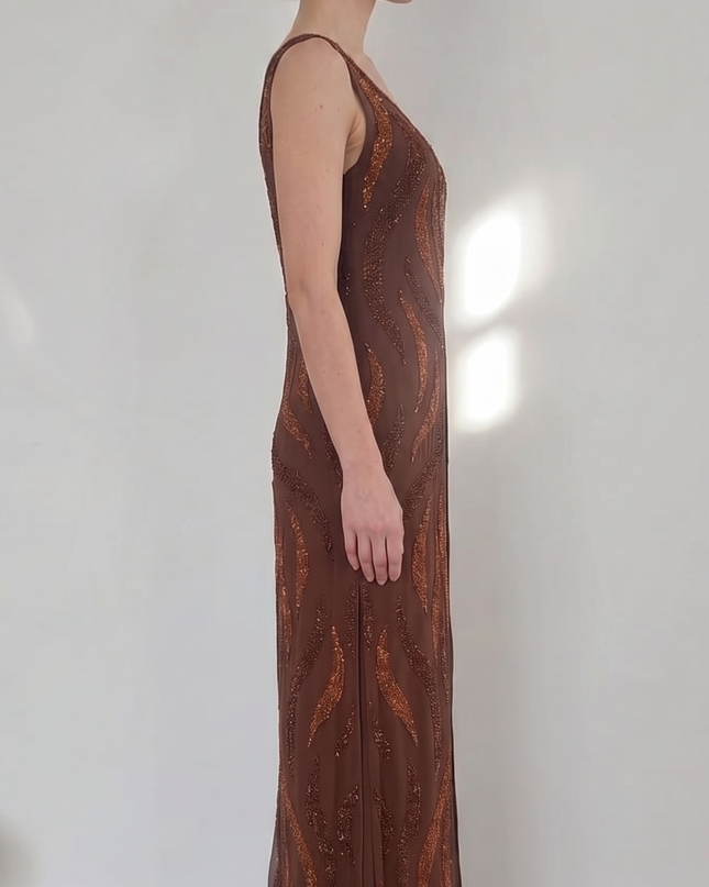 Completo Pantalone Cerimonia Palazzo in Georgette con Tunica Ricamata – Art. 1557