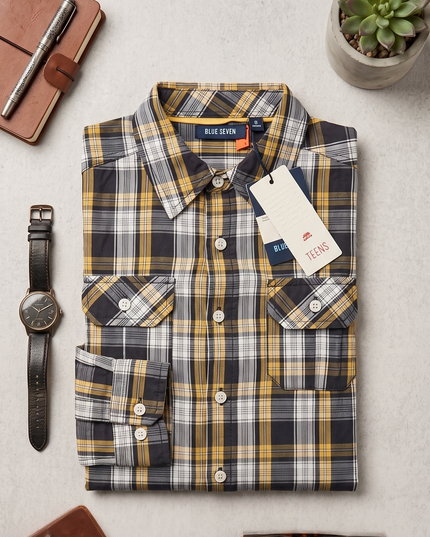 Camicia Ragazzo Blu Seven Art. 72X – Quadri Manica Lunga