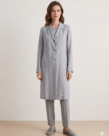 Spolverino Lungo Donna in Lino – Colore Grigio | Art. 3238