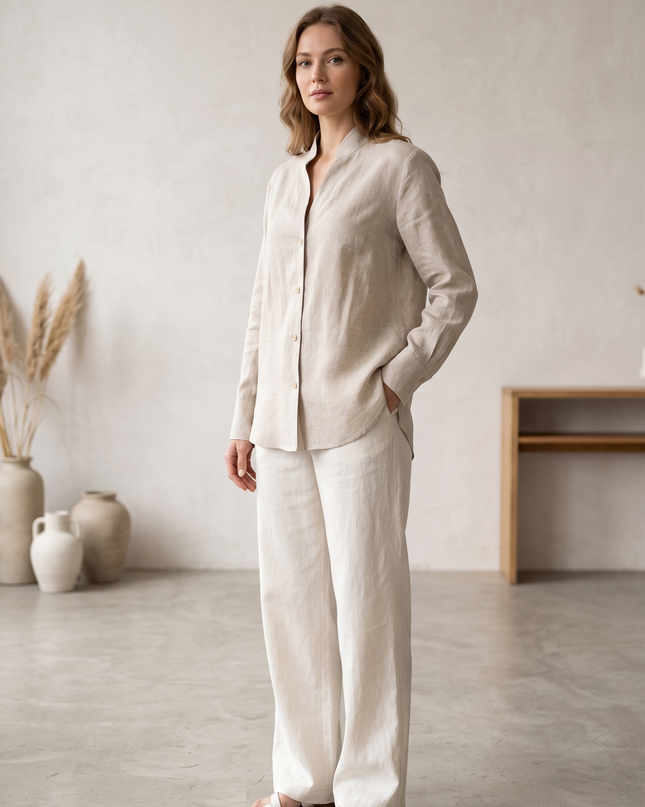 Camicia in Lino Donna LUISA VIOLA Made in Italy – Colore Ecrù | Mod. 5081F