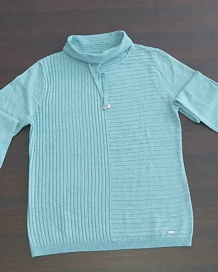 Maglioncino Donna Lana Merinos, Poliestere e Acrilico Acqua