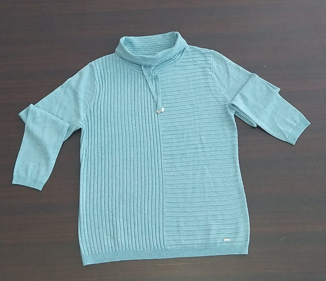 Maglioncino Donna Lana Merinos, Poliestere e Acrilico Acqua