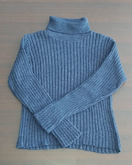 Maglia Donna Blu Collo Alto Modello Stretto – Lana ULTIMO PEZZO