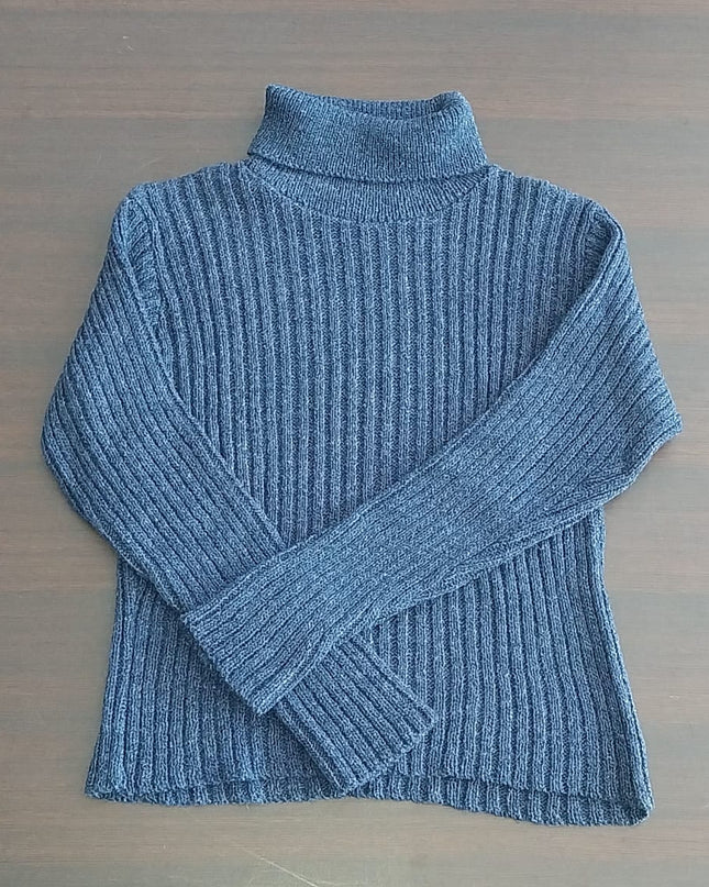 Maglia Donna Blu Collo Alto Modello Stretto – Lana ULTIMO PEZZO