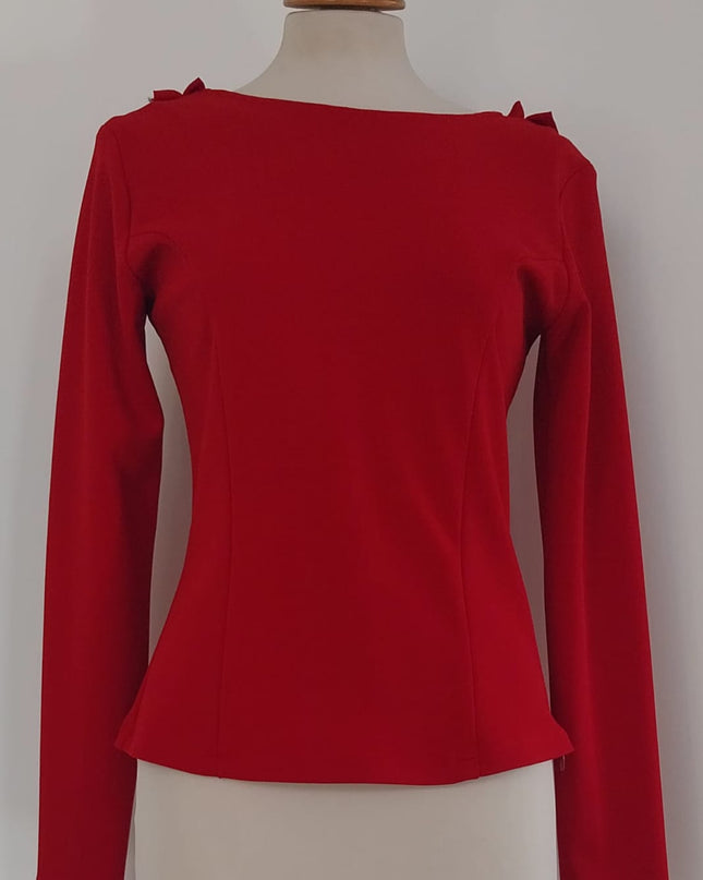 Bustino Donna in Maglina Rossa Aderente – Scollo Omerale | Ref. 1803