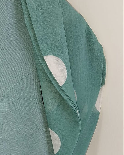 Tubino Donna Verde Acqua Scollo a V con Fiocco Georgette a Pois – Ref. 2035