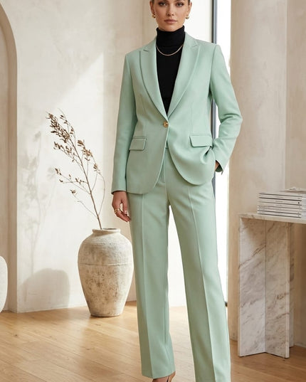 Tailleur Donna Verde Acqua Giacca Monopetto e Pantalone Sigaretta – Art. 997 D.Clara Italy