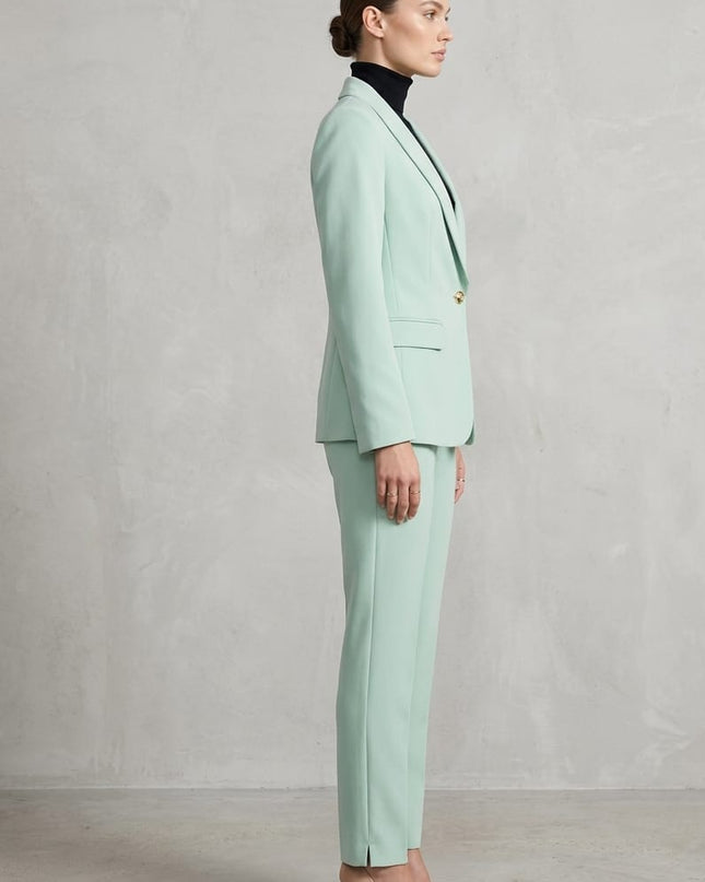 Tailleur Donna Verde Acqua Giacca Monopetto e Pantalone Sigaretta – Art. 997 D.Clara Italy