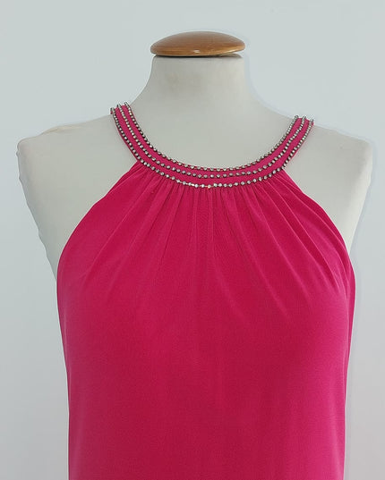 Tubino Donna Fuxia in Maglina Elasticizzata con Swarovski Argento – Art. H07 – Tg. 42