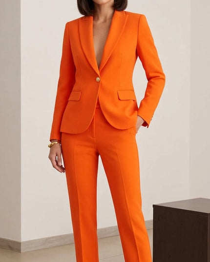 Tailleur Donna Arancio in Viscosa Giacca Essenziale e Pantalone Sigaretta – Art. TU06 – Tg. 44