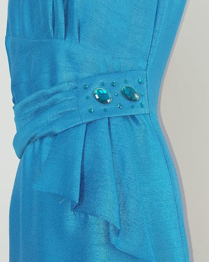 Completo Donna M.Louise Art. 729 – Abito e Bolero Blu Marino Shantung di Seta Tg. 44