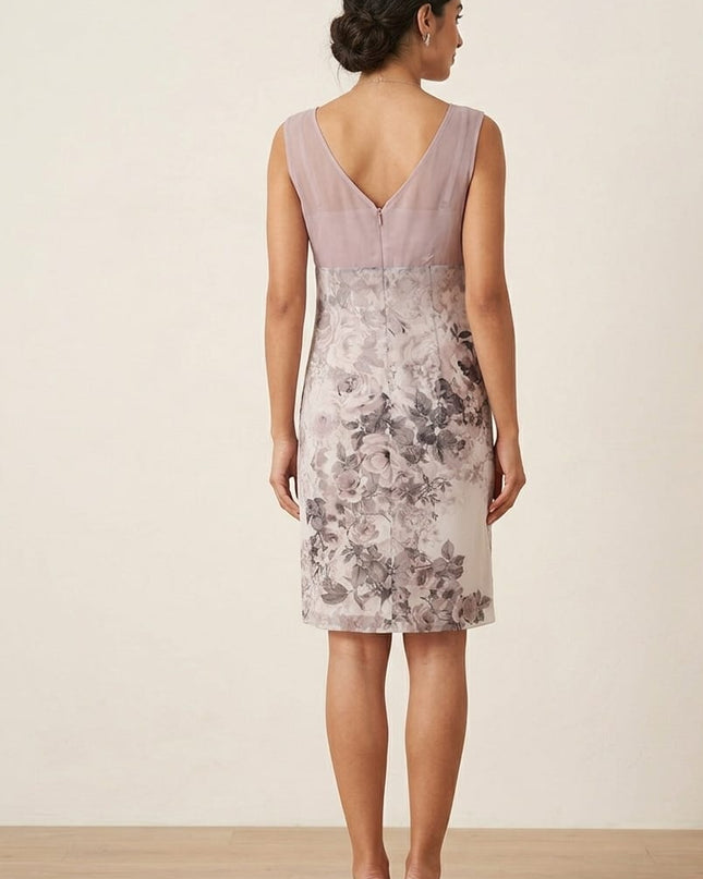 Tubino Donna Georgette Fantasia Floreale Art. 367 – Cipria/Rosa/Nero Tg. 44