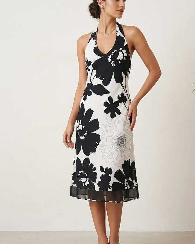 Abito Donna Bicolore Bianco e Nero Art. 76A – Cotone Scollo all’Americana Tg. 42