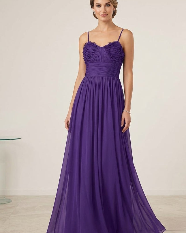 Abito Lungo Viola in Georgette su Base Raso Art. HY609