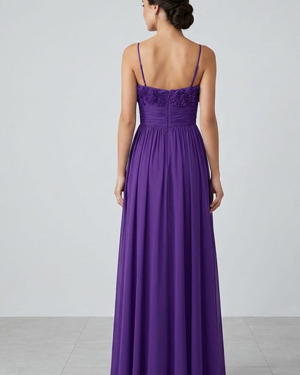 Abito Lungo Viola in Georgette su Base Raso Art. HY609