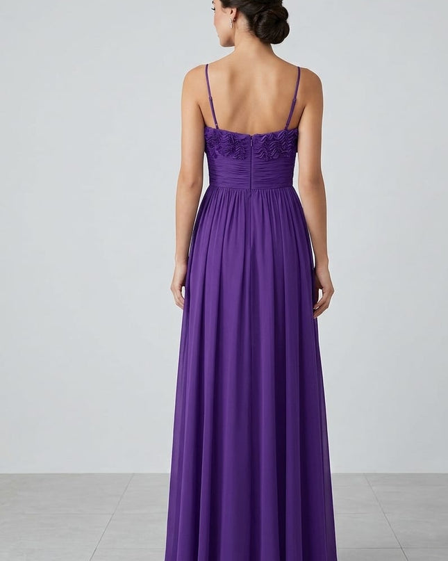 Abito Lungo Viola in Georgette su Base Raso Art. HY609