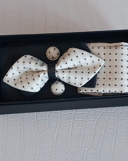 Tris Accessori Uomo Cerimonia – Papillon + Pochette + Gemelli Rasatello ,Art. 0326