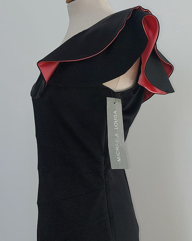 Tubino Donna Monospalla Nero/Rosa – Ruche Spalla Sinistra, Bretella Destra – Art. 7233 Tg. 42
