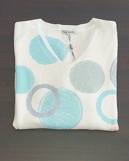 Maglia Donna Fantasia Cerchi Multicolor su Base Avorio – Art. 507 tg M